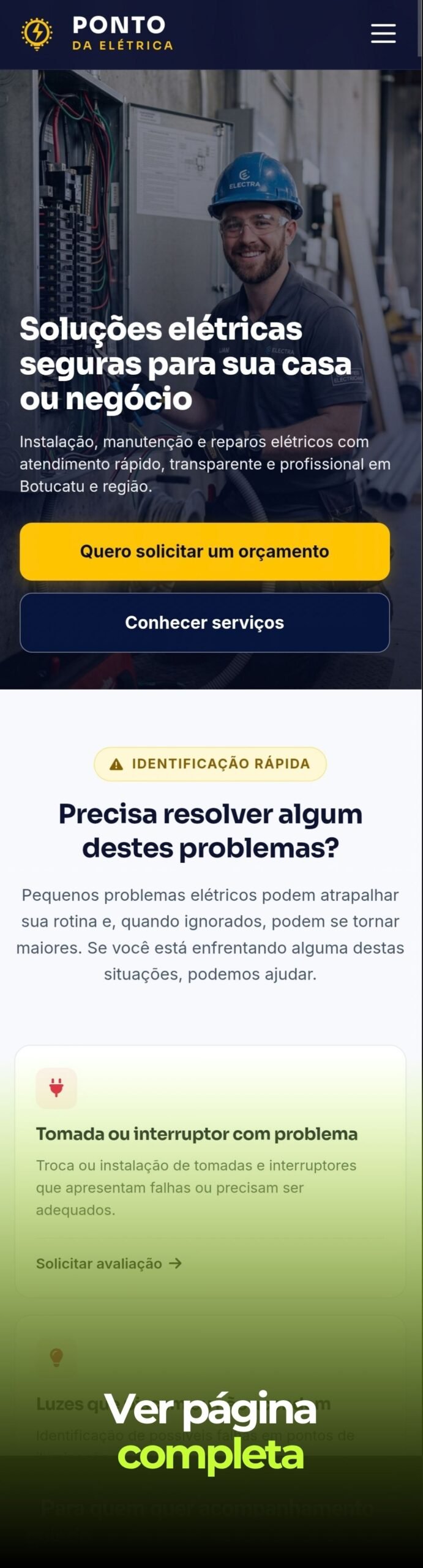 Página para Prestadores de Serviços e Autônomos